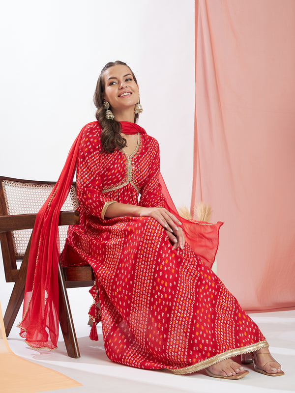 This stunner piece in bandhani printed rayon sets is best for coming festive season. Shop Now!
