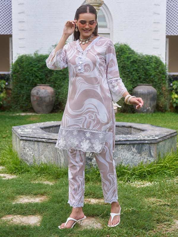 Elevate your everyday style with this stunning brown marble printed co-ord set. Shop Now!