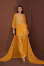 Mustard Yellow Habutai Jacquard Embroidered Kurta Set
