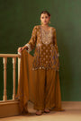 Brown Korean Crepe Embroidered Kurta Set