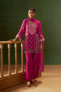 Magenta Korean Crepe Embroidered Kurta Set