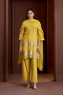 Yellow Mul Chanderi Embroidered Kurta Set