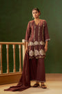 Brown Mul Chanderi Embroidered Kurta Set