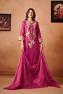 Pink Mul Chanderi Embroidered Straight Kurta Set