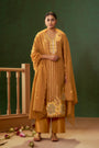 Mustard Yellow Viscose Jacquard Embroidered Kurta Set