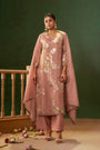 Dusty Pink Viscose Jacquard Embroidered Straight Kurta Set