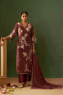Brown Viscose Jacquard Embroidered Straight Kurta Set