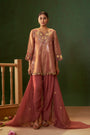 Mauve Pink Organza Tissue Jacquard Embroidered Kurta Set