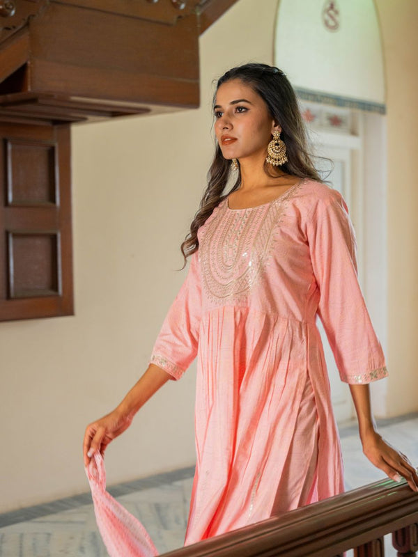 Add this chic kurta set in cotton blend make you look your best at parties this season. Shop Now!