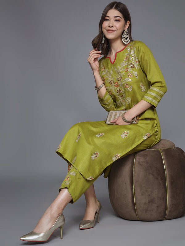 Foil Printed Straight Kurta With Trousers