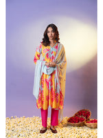 Yellow Printed Kurta Set with Dupatta