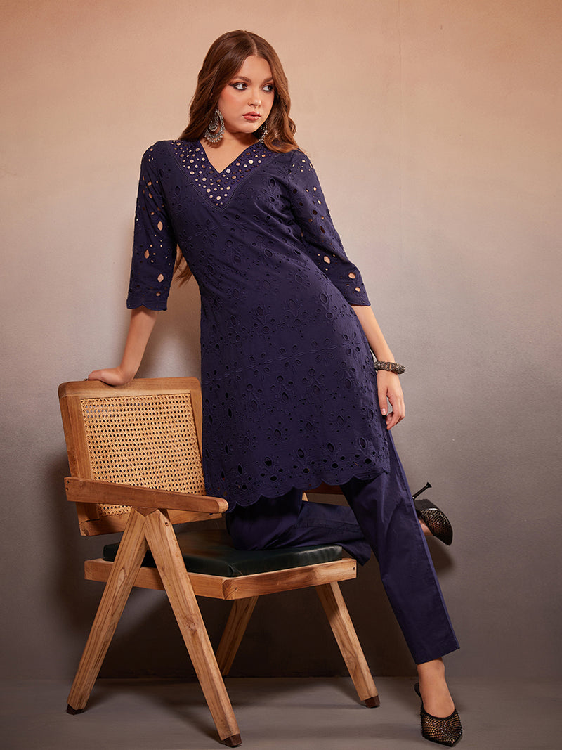 Discover our stunning cotton schiffli embroidered co-ord set. Shop Now!