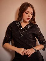 Black Schiffli Embroidered Kurta with Pant