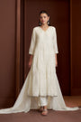 Ivory Mul Chanderi Handwork Anarkali Set