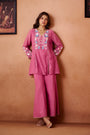 Bougainvillea Pink Mul Chanderi Floral Embroidered Co-ord Set