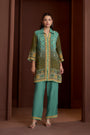 Sea Green Korean Crepe Printed Handwork Co-ord Set