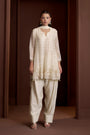 Off White Floral Embroidered Kurta Set