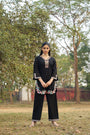 Midnight Black Cotton Cambric Schiffli Embroidered Co-ord Set