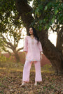 Blush Pink Cotton Cambric Schiffli Embroidered Co-ord Set