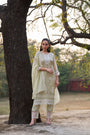 Sage Mist Murmurry Silk Mirror Embroidered Kurta Set
