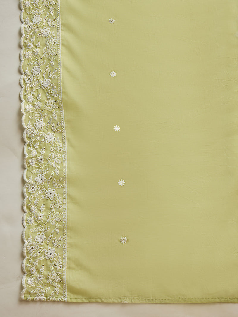 Pistachio Mist Mul Chanderi Schiffli Embroidered Anarkali Set — view 1