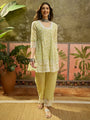 Pistachio Mist Mul Chanderi Schiffli Embroidered Anarkali Set