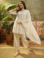 Pearl Ivory Mul Chanderi Schiffli Embroidered Anarkali Set