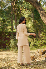 Pearl Ivory Viscose Jacquard Hand-Embroidered Co-ord Set