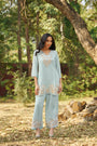Powder Blue Viscose Jacquard Hand-Embroidered Co-ord Set