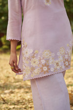Lilac Mist Viscose Jacquard Hand-Embroidered Co-ord Set