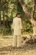 Butter Yellow Viscose Jacquard Hand-Embroidered Co-ord Set