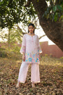 Lilac Bloom Mul Chanderi Floral Hand-Embroidered Co-ord Set