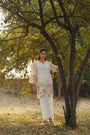 Pearl Ivory Mul Chanderi Floral Hand-Embroidered Co-ord Set