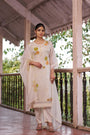 Pearl Ivory Murmurry Silk Floral Embroidered Kurta Set