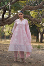 Blush Pink Mul Chanderi Chikankari Schiffli Anarkali Set