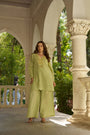 Pistachio Bloom Cotton Flex Schiffli Embroidered Co-ord Set