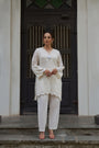 Pearl Ivory Mul Chanderi 3D Schiffli Embroidered Co-ord Set
