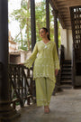 Lime Sorbet Mul Chanderi 3D Schiffli Embroidered Co-ord Set